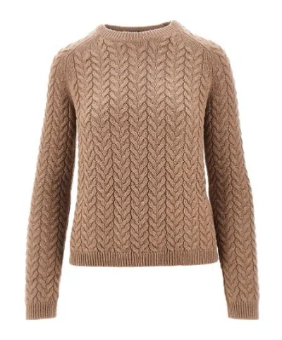 Max Mara Long-sleeved Sweater In Nude