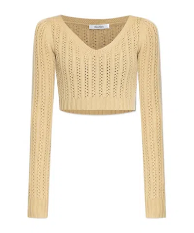 MAX MARA MAX MARA V-NECK LONG-SLEEVED TOP