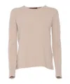Max Mara Beige Sweatshirt In Wool And Cashmere Blend In Nude