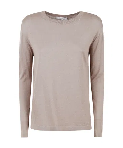 Max Mara Long-sleeved Sweater In Nude
