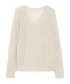 Max Mara Long-sleeved Wool Sweater In White