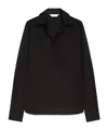 Max Mara V-neck Black Cotton Shirt With Loose Silhouette In Black