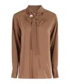 Max Mara Bow-collar Silk Blouse In Brown