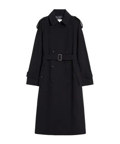 Max Mara Long-sleeved Trench Coat In Black