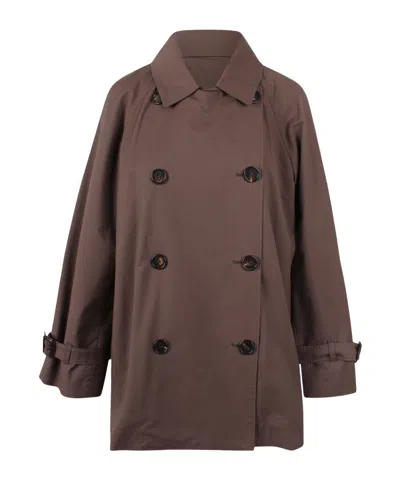 Max Mara Long-sleeved Trench Coat In Brown