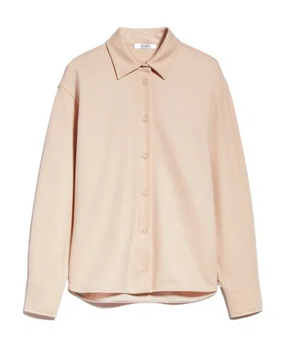 Max Mara Long-sleeved Virgin Wool Shirt In Nude