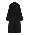 Max Mara Cles Virgin Wool Blend Belted Coat In Black