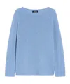 Max Mara Long-sleeved Wool Cashmere Sweater In Blue