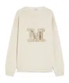 Max Mara Logo Embellished Wool And Cashmere Sweater In White