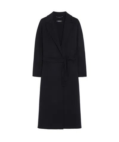 Max Mara Long-sleeved Wool Coat In Black