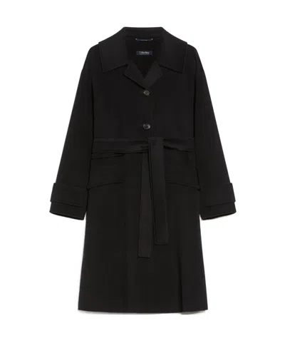 Max Mara Long-sleeved Wool Coat In Black