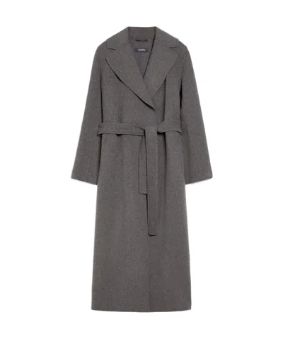 Max Mara Long-sleeved Wool Coat In Black