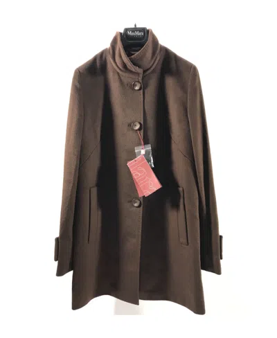 Max Mara Long-sleeved Wool Coat In Brown