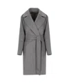 Max Mara Long-sleeved Wool Coat In Gray
