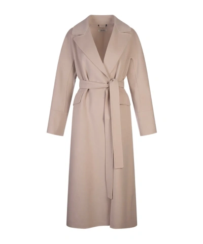Max Mara Long-sleeved Wool Coat In Nude