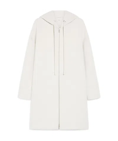 Max Mara Long-sleeved Wool Coat In White