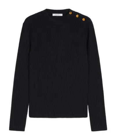 Max Mara Long-sleeved Wool Pullover In Black