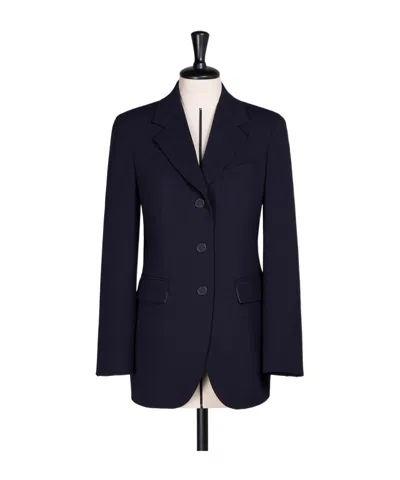 Max Mara Long-sleeved Wool Suit Coat In Black