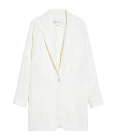 Max Mara Long-sleeved Wool Suit Coat In White