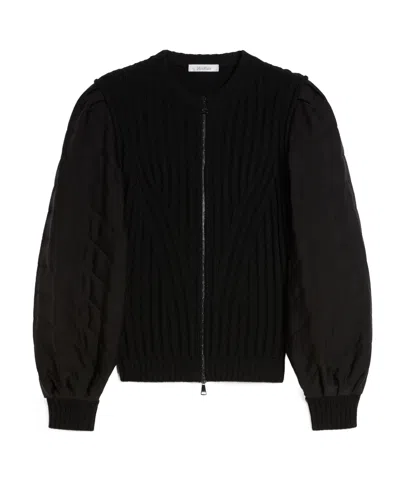 Max Mara Long-sleeved Wool Sweater In Black