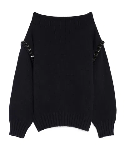Max Mara Long-sleeved Wool Sweater In Black