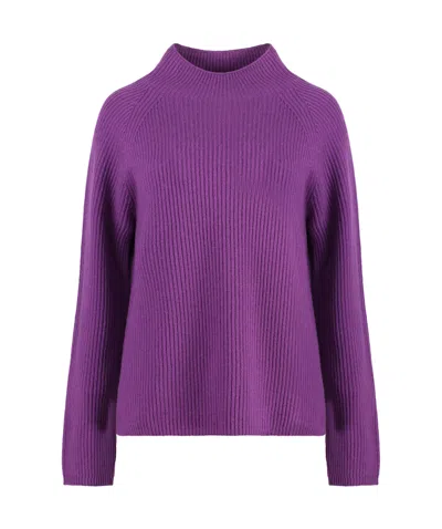 Max Mara Long-sleeved Wool Sweater In Purple