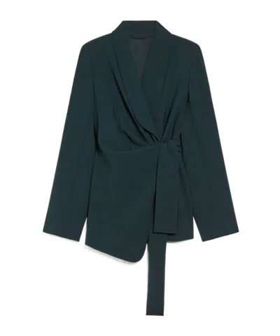 Max Mara Long-sleeved Wrap Jacket In Green