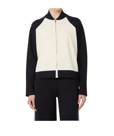 Max Mara Long-sleeved Zip-up Sweatshirt In Black