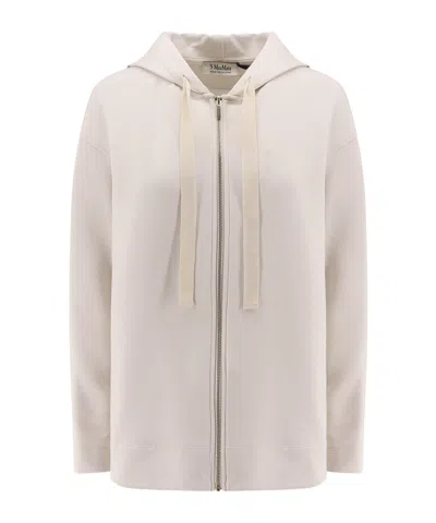 Max Mara Long-sleeved Zipper Sweatshirt In White