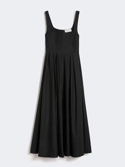 Max Mara Long Sleeveless Pure Cotton Dress In Black