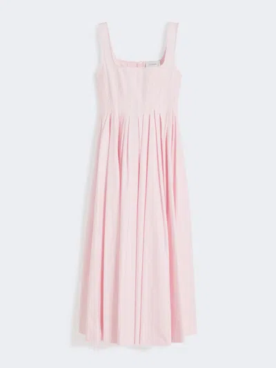 Max Mara Long Sleeveless Pure Cotton Dress In Pink