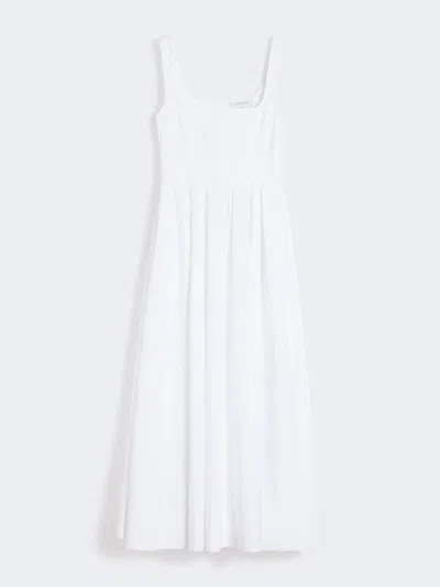 Max Mara Long Sleeveless Pure Cotton Dress In White