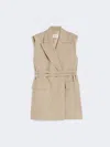Max Mara Long Sleeveless Wool Blazer In Neutral