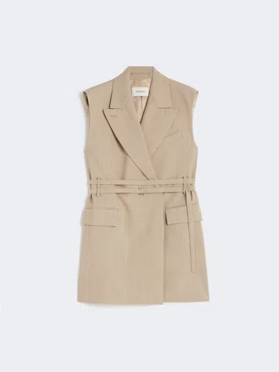 Max Mara Long Sleeveless Wool Blazer In Neutral