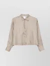 Max Mara Long Sleeves Silk Shirt With Vertical Stripes In Brown