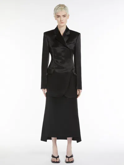 Max Mara Long Slit Wrap-style Skirt In Black