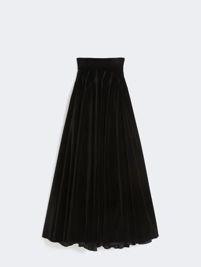 Max Mara Long, Smooth Velvet Skirt In Black