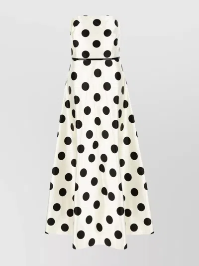 MAX MARA LONG STRAPLESS DRESS POLKA DOTS