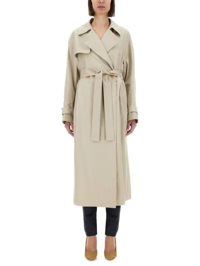 Max Mara Long "strench" Trench Coat In Neutral