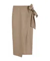 Max Mara High Waist Midi Wrap Skirt With Tie In Neutral