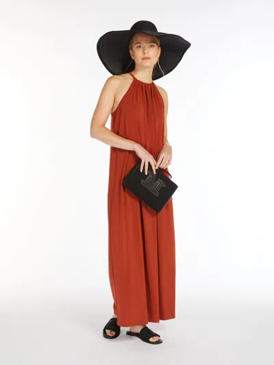 Max Mara Long Stretch Jersey Dress In Red