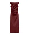 Max Mara Long Stretch Satin Dress In Burgundy