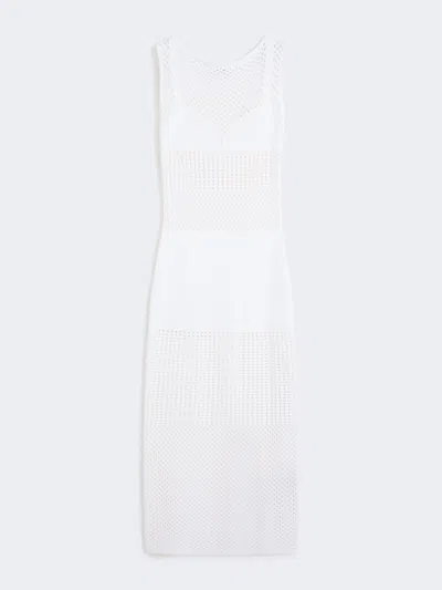 Max Mara Long Stretch Viscose Dress In White