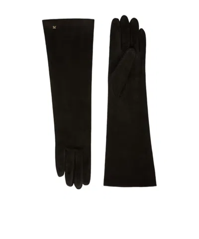 Max Mara Long Suede Nappa Gloves 229.00 In Black