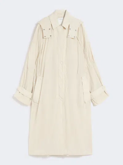 Max Mara Long Taffeta Raincoat In White