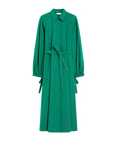 Max Mara Long Taffeta Shirt Dress In Green