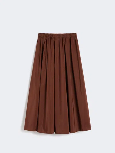 Max Mara Long Taffeta Skirt In Brown