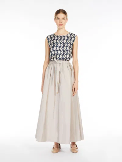 Max Mara Long Taffeta Skirt In Navy