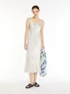 Max Mara Long Technical Satin Dress In Stone