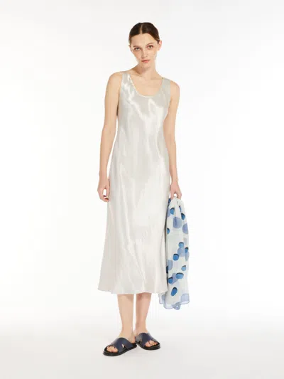 Max Mara Long Technical Satin Dress In Metallic